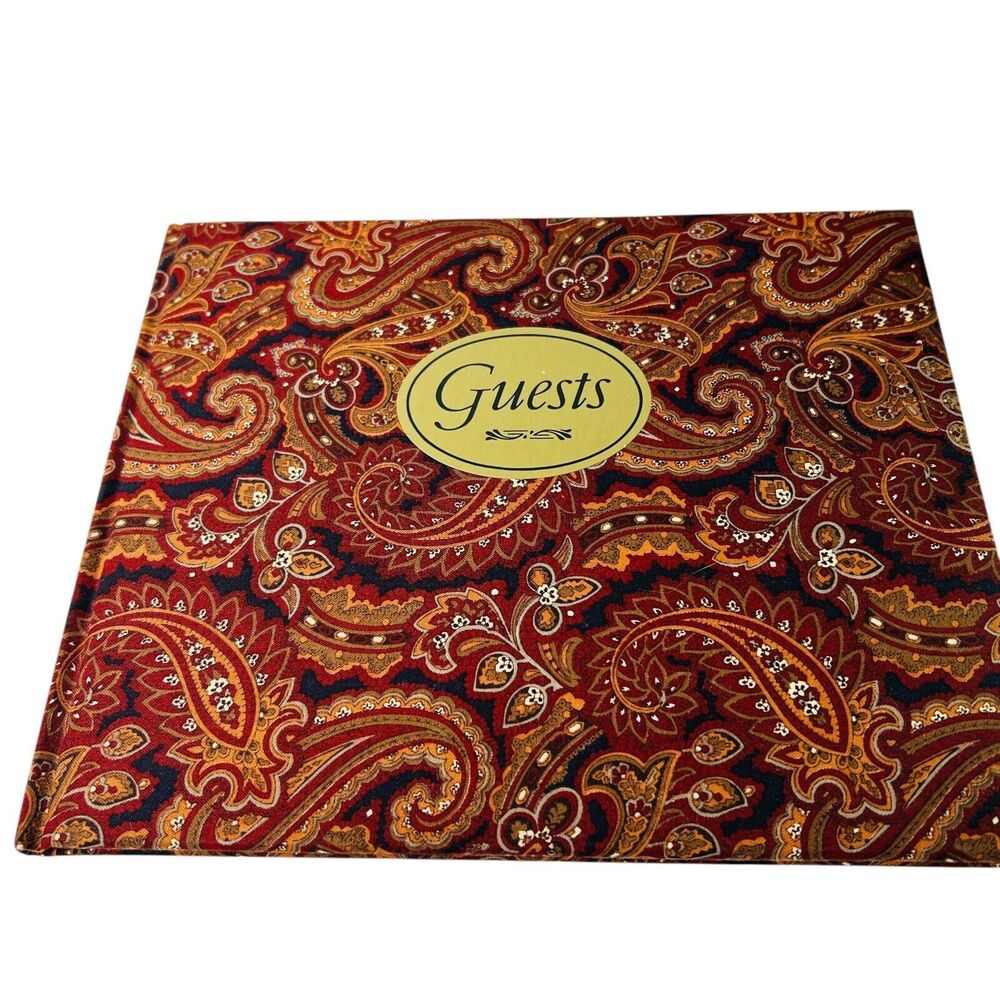 Vintage Paisley Fabric Guest Book Hardcover Quillmark Random House 1986 USA Made